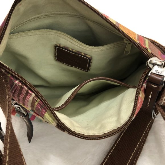 Fossil Multicolor Canvas Purse Handbag Boho Striped Shoulder CrossBody Bag - Picture 5 of 10